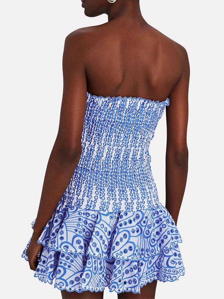 Sophia™ – Vestido Curto Feminino Tomara que Caia com Babado