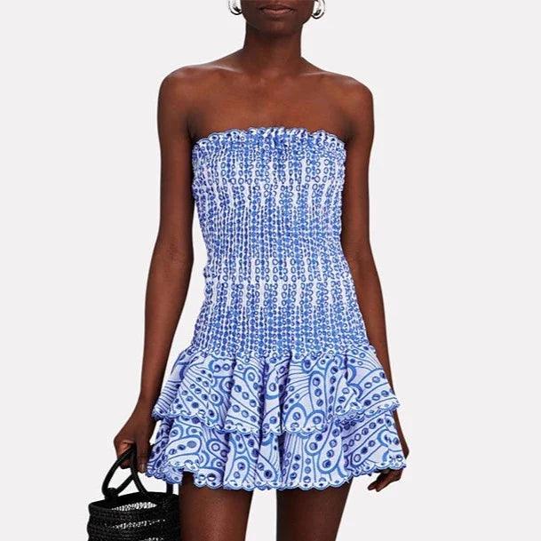 Sophia™ – Vestido Curto Feminino Tomara que Caia com Babado