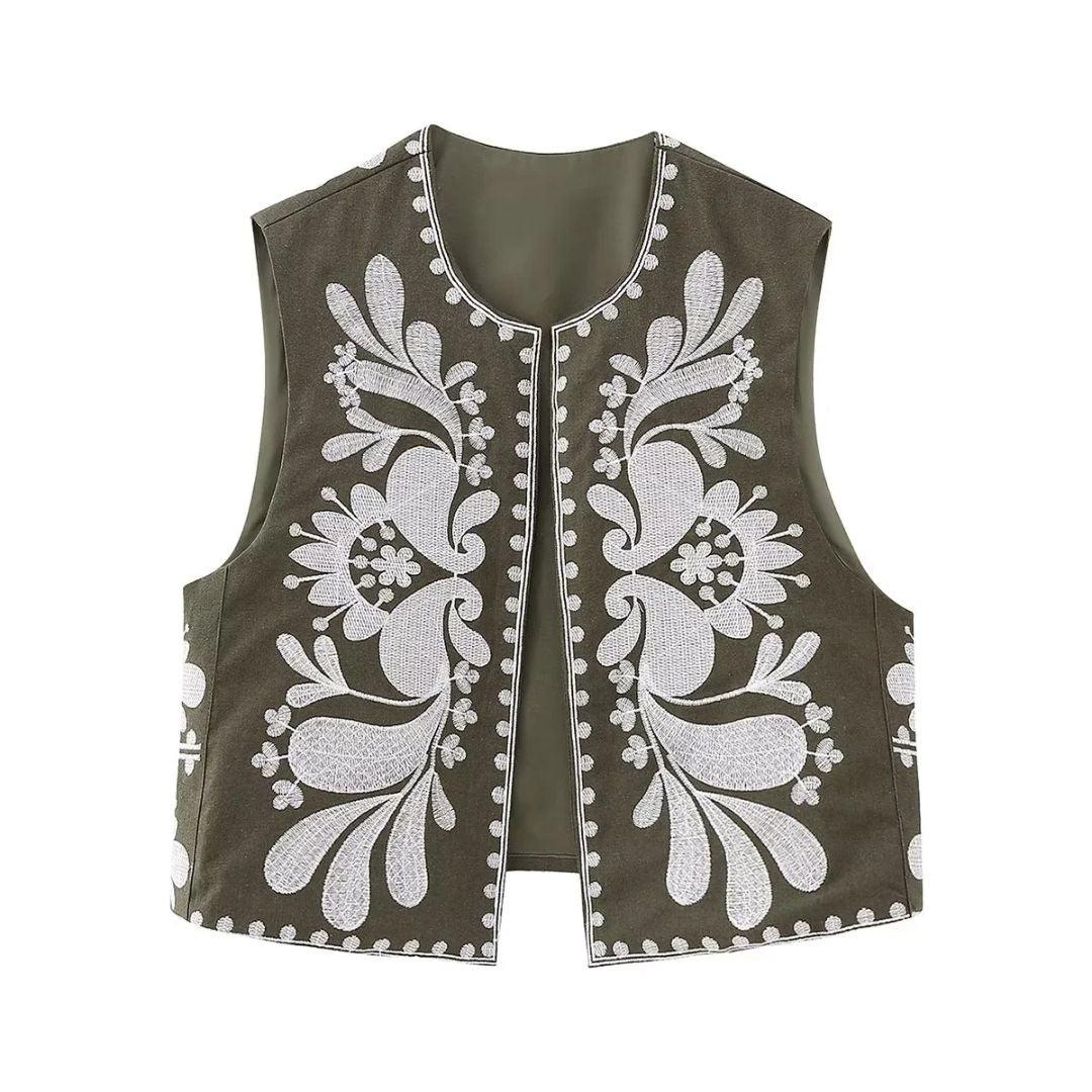 Lua Mística™ – Colete Feminino Estilo Vintage com Bordado Floral