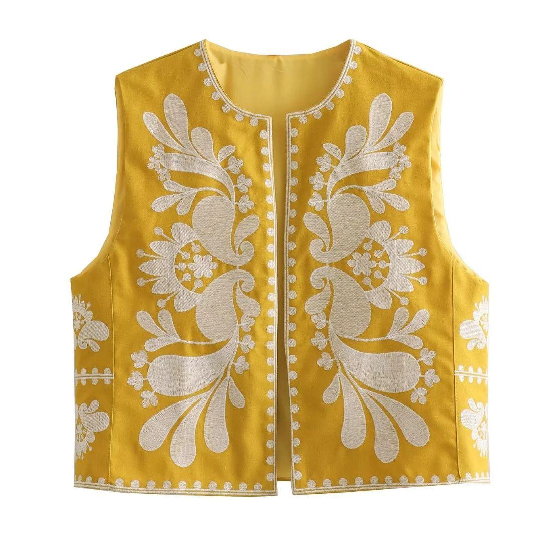 Lua Mística™ – Colete Feminino Estilo Vintage com Bordado Floral