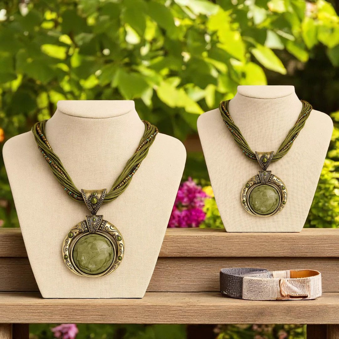 Aura™ - Colar com Pedras Natural de Jade