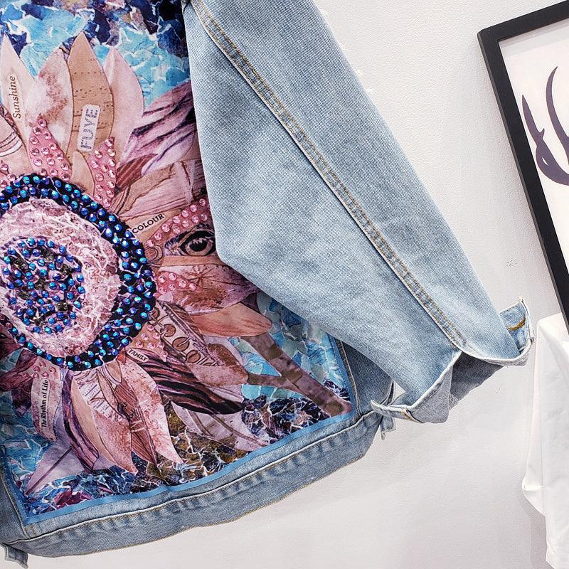 Viê™ - Jaqueta Jeans Boho Floral