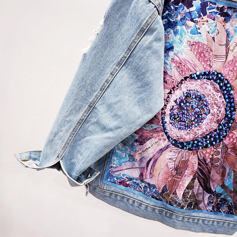 Viê™ - Jaqueta Jeans Boho Floral