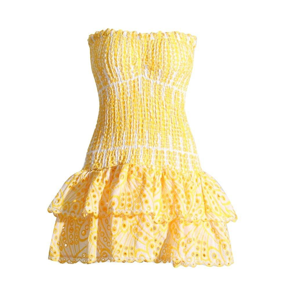 Sophia™ – Vestido Curto Feminino Tomara que Caia com Babado