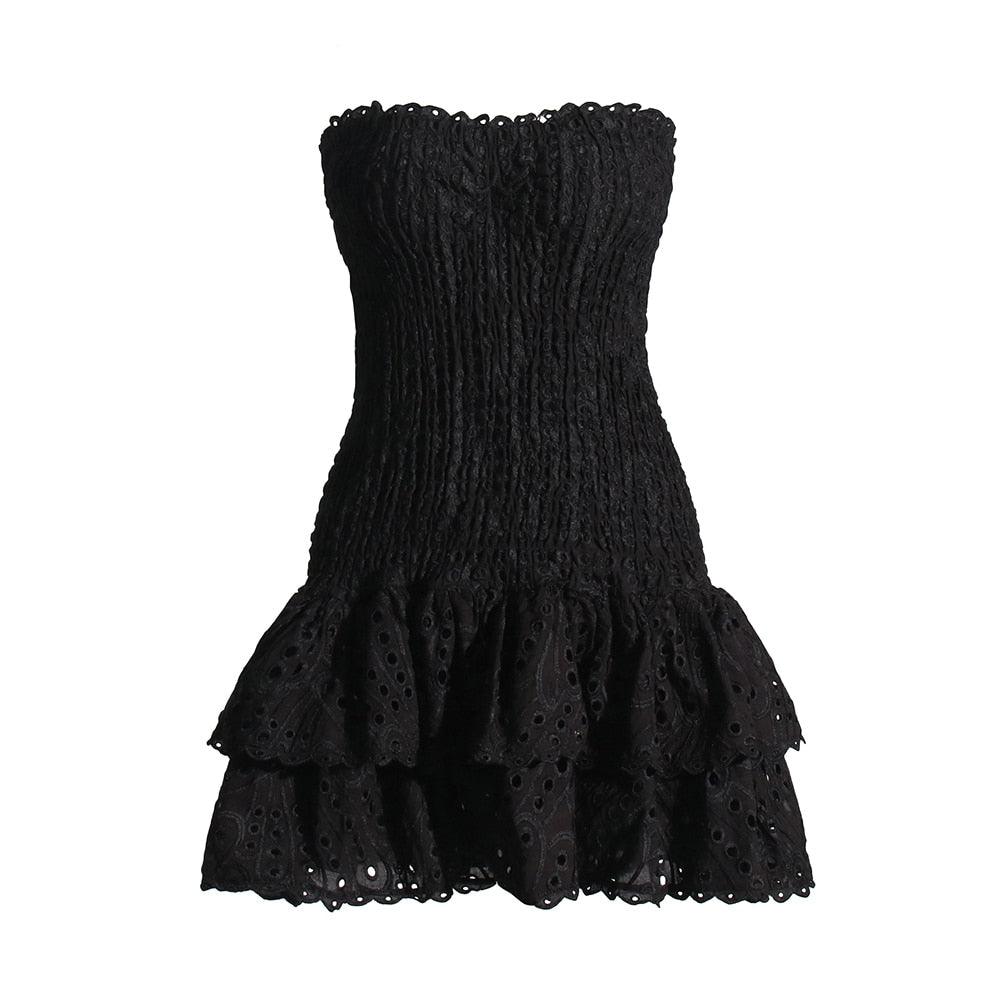 Sophia™ – Vestido Curto Feminino Tomara que Caia com Babado