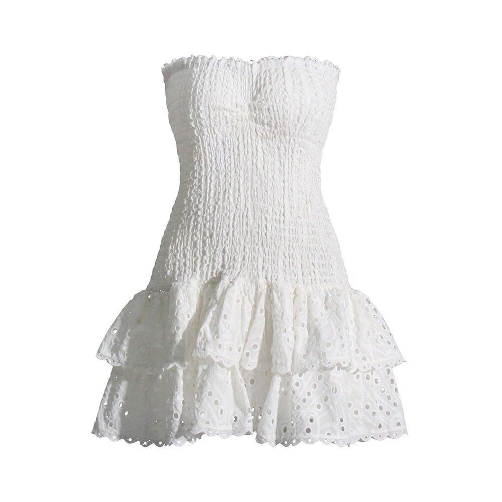Sophia™ – Vestido Curto Feminino Tomara que Caia com Babado