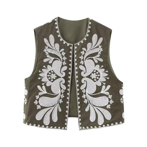 Lua Mística™ – Colete Feminino Estilo Vintage com Bordado Floral