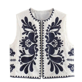 Lua Mística™ – Colete Feminino Estilo Vintage com Bordado Floral