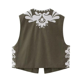 Lua Mística™ – Colete Feminino Estilo Vintage com Bordado Floral