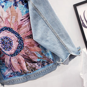 Viê™ - Jaqueta Jeans Boho Floral