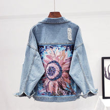 Viê™ - Jaqueta Jeans Boho Floral